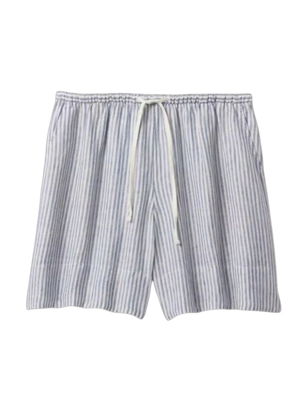 Gap 100% Linen Easy Shorts 6" Blue Stripe Size L Summer 2025 Coastal Preppy